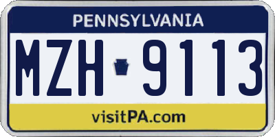 PA license plate MZH9113