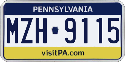 PA license plate MZH9115