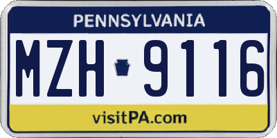PA license plate MZH9116
