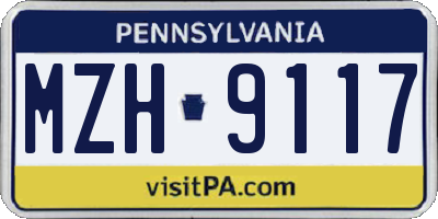 PA license plate MZH9117