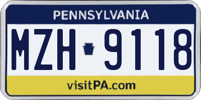 PA license plate MZH9118