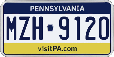 PA license plate MZH9120