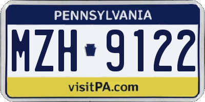 PA license plate MZH9122