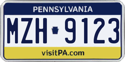 PA license plate MZH9123