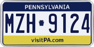 PA license plate MZH9124