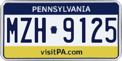PA license plate MZH9125