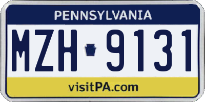 PA license plate MZH9131