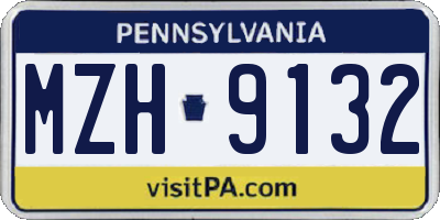 PA license plate MZH9132