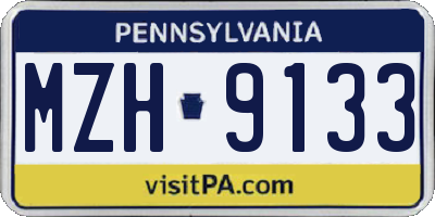PA license plate MZH9133