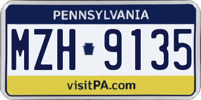 PA license plate MZH9135