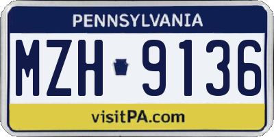 PA license plate MZH9136