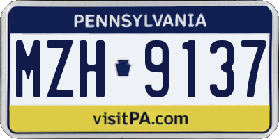 PA license plate MZH9137