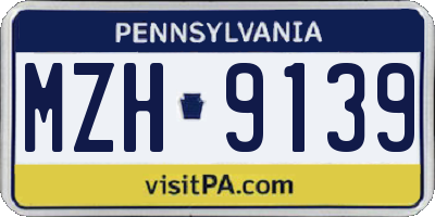 PA license plate MZH9139