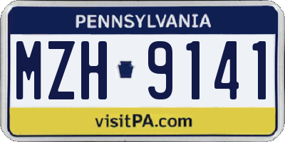 PA license plate MZH9141