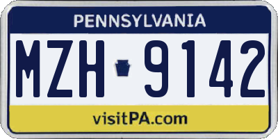 PA license plate MZH9142