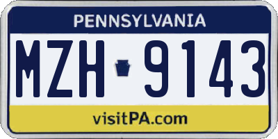 PA license plate MZH9143