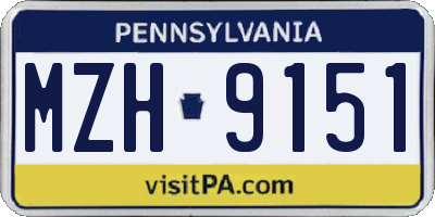 PA license plate MZH9151