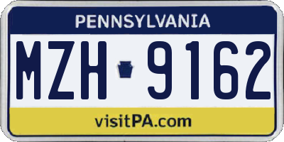 PA license plate MZH9162