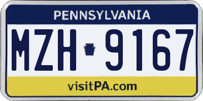 PA license plate MZH9167