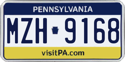 PA license plate MZH9168