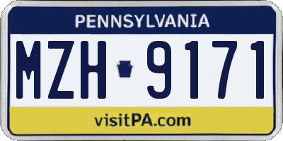 PA license plate MZH9171