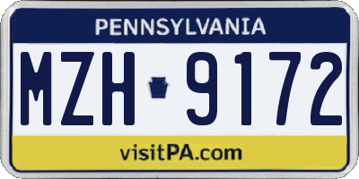 PA license plate MZH9172