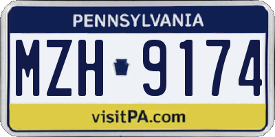 PA license plate MZH9174