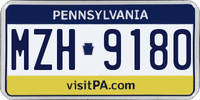 PA license plate MZH9180