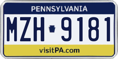 PA license plate MZH9181