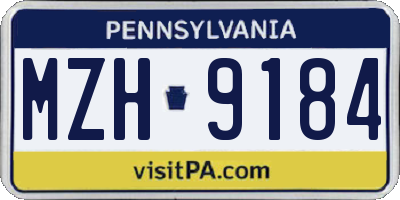 PA license plate MZH9184