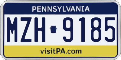 PA license plate MZH9185