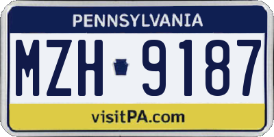 PA license plate MZH9187