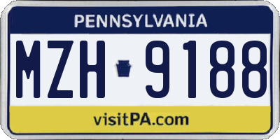 PA license plate MZH9188
