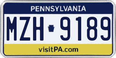 PA license plate MZH9189