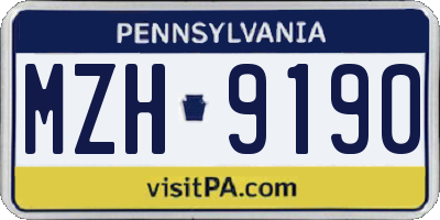 PA license plate MZH9190