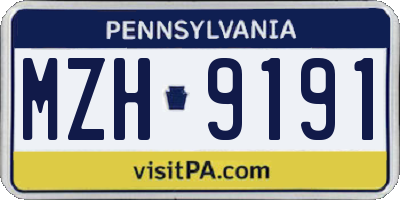 PA license plate MZH9191
