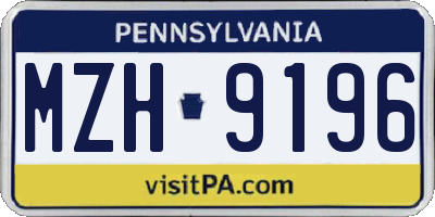 PA license plate MZH9196