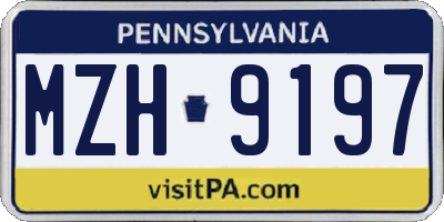 PA license plate MZH9197