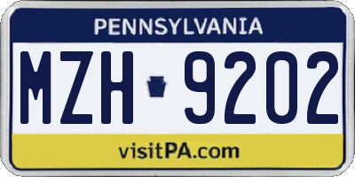 PA license plate MZH9202