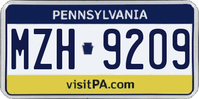PA license plate MZH9209