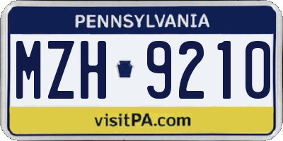PA license plate MZH9210