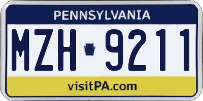 PA license plate MZH9211