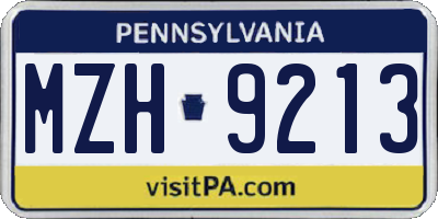 PA license plate MZH9213