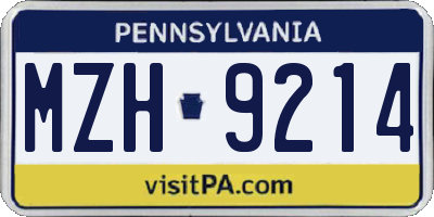 PA license plate MZH9214
