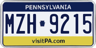 PA license plate MZH9215