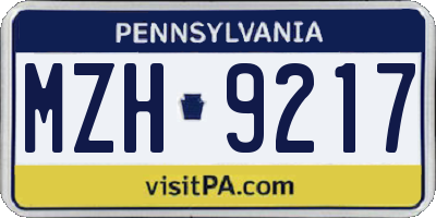 PA license plate MZH9217