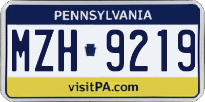 PA license plate MZH9219