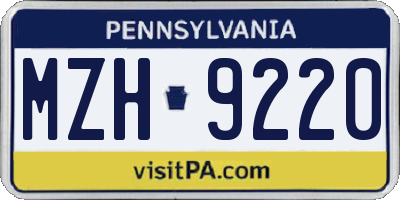 PA license plate MZH9220