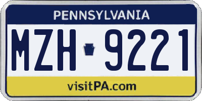 PA license plate MZH9221