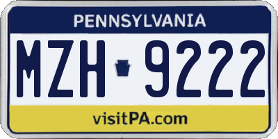 PA license plate MZH9222